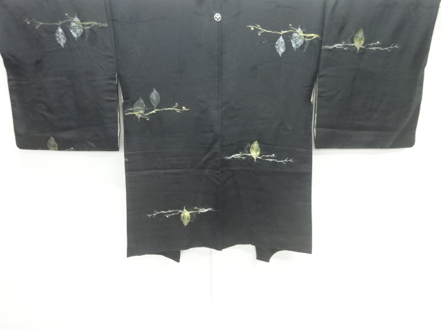 枝葉模様織出し一ツ紋羽織